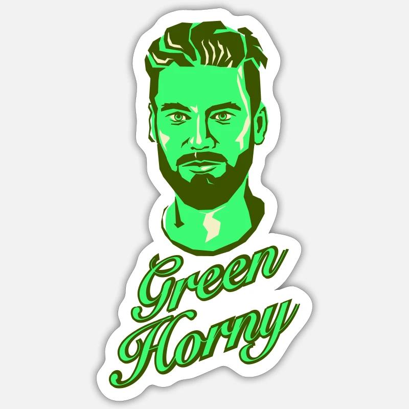 Green Horn y - Sticker size S (10 x 10 cm) - white matte