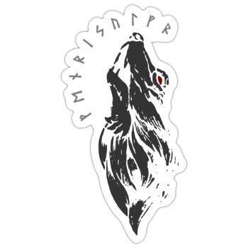 Fenrirwolf - Runes - Fenrir - Sticker taille S (10 x 10 cm) - blanc mat - Devant