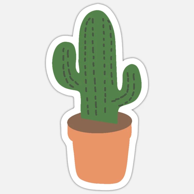 cactus - Sticker taille S (10 x 10 cm) - blanc mat