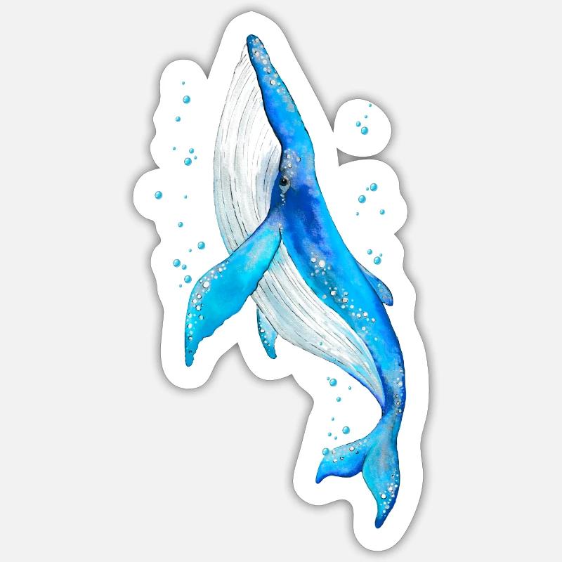 Wal - Sticker Größe S (10 x 10 cm) - Mattweiß
