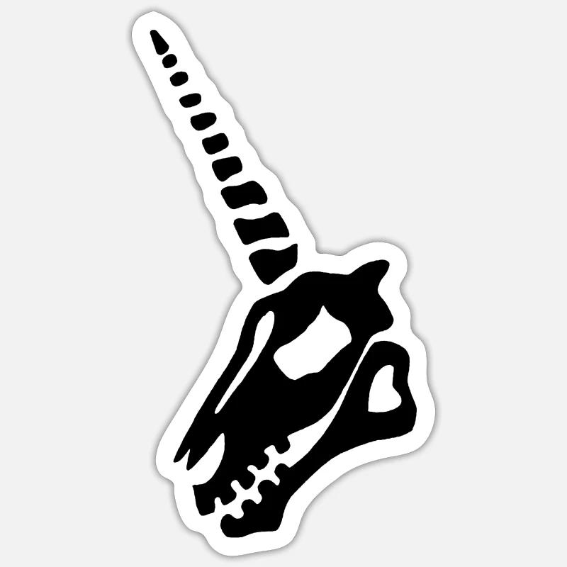 schwarzer Einhornschädel - Sticker Größe S (10 x 10 cm) - Mattweiß