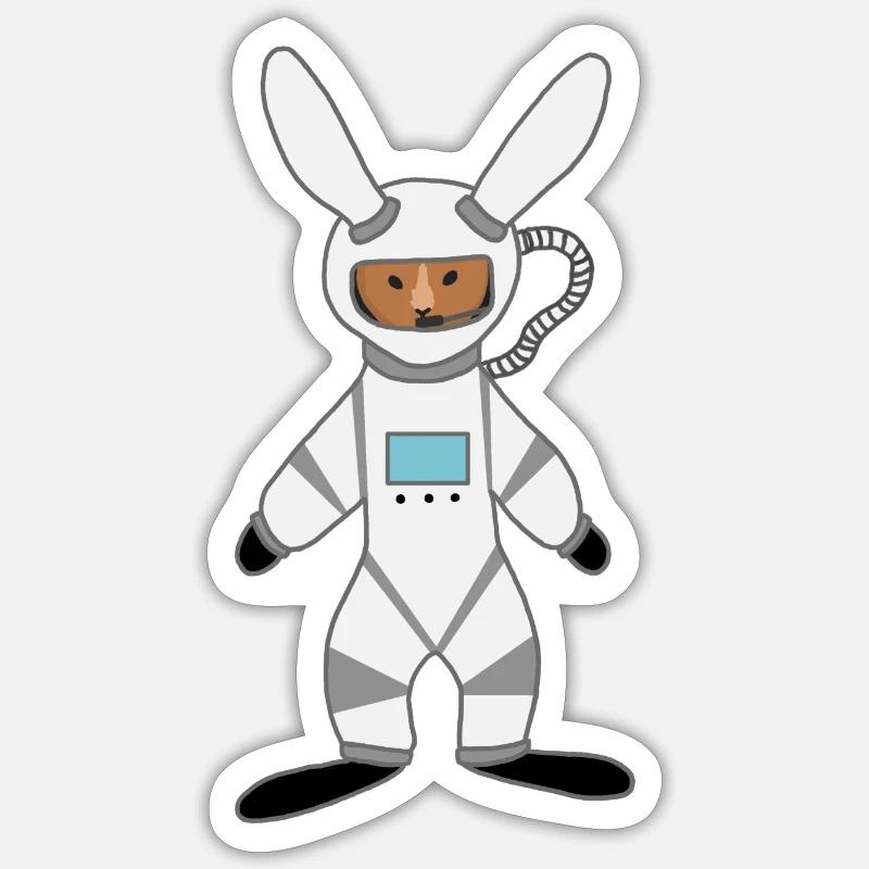 Hasenastronaut - Sticker Größe S (10 x 10 cm) - Mattweiß