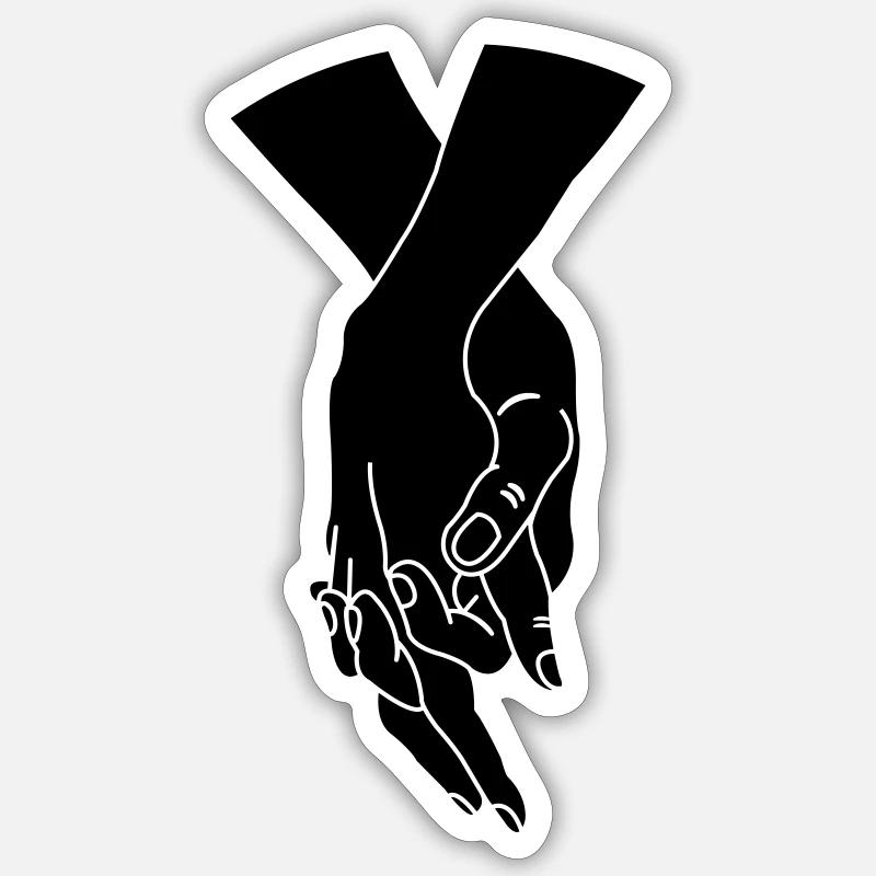 Mains paire amour - Sticker taille S (10 x 10 cm) - blanc mat