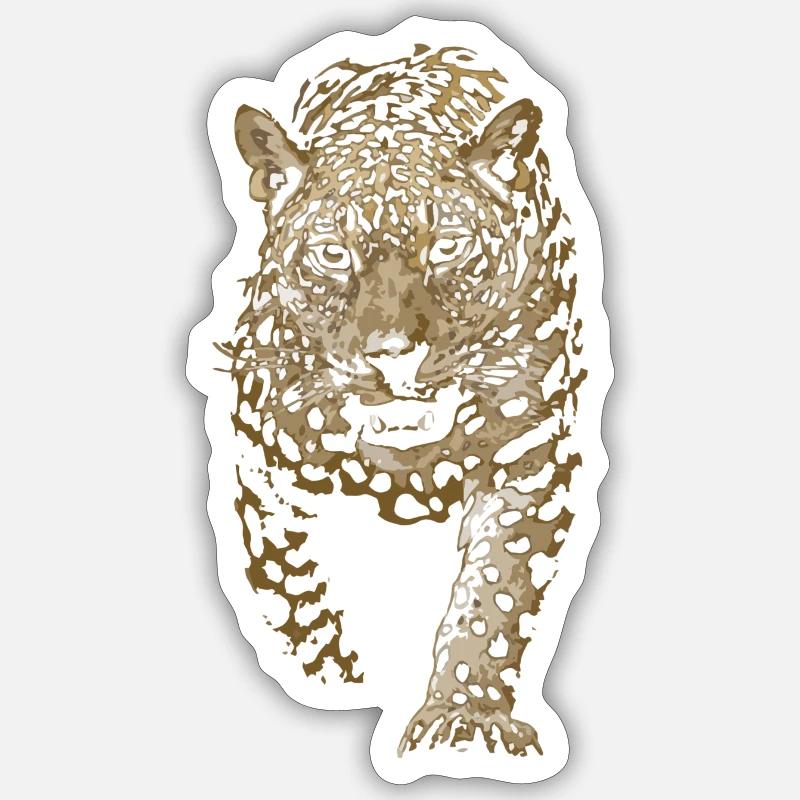 Léopard, Léopard indien, Léopard de Perse - Sticker taille S (10 x 10 cm) - blanc mat