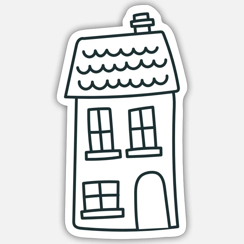 Tall cute irregular house - Sticker size S (10 x 10 cm) - white matte