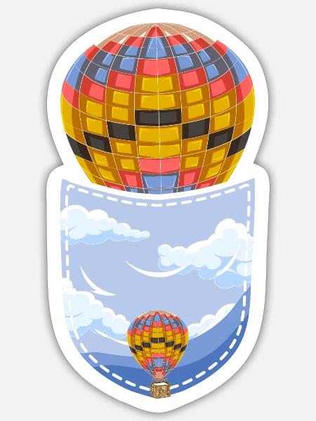 Ballonfahrt Geschenk Brusttasche Heißluftballon - Sticker Größe S (10 x 10 cm) - Mattweiß