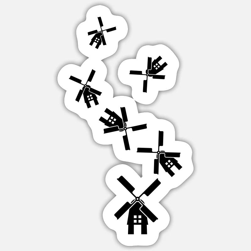 Windmühle Ivon Silhouette - Sticker Größe S (10 x 10 cm) - Mattweiß