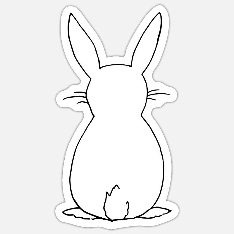 Cute Rabbit in Back View - Black Sticker size S (10 x 10 cm)