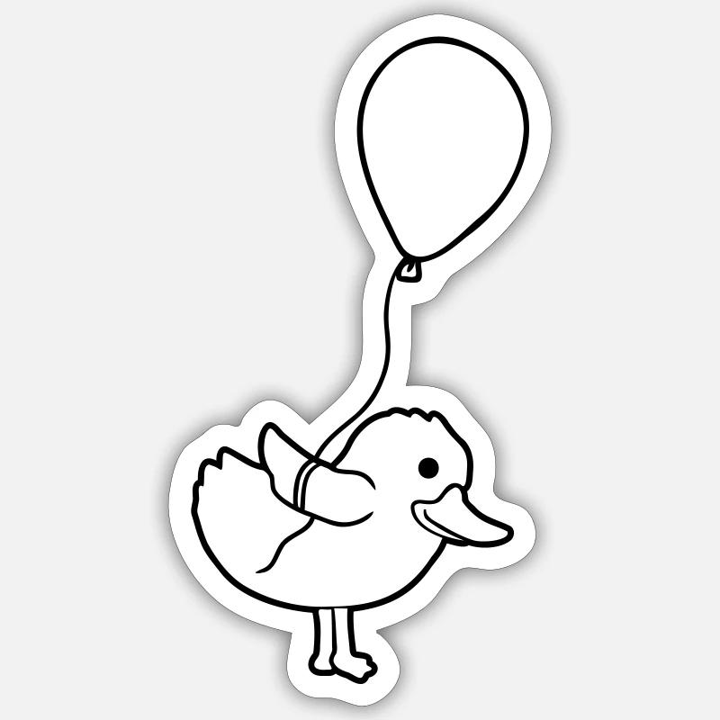 Little Chick Balloon Comic Sticker size S (10 x 10 cm)