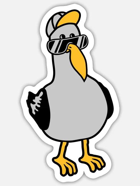 Coole Möwe Sonnenbrille Mütze - Sticker Größe S (10 x 10 cm) - Mattweiß