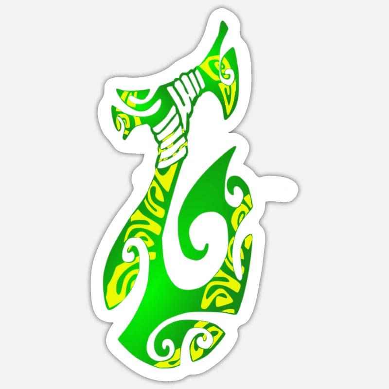 MATAU - Vert (hameçon polynésien) - Sticker taille S (10 x 10 cm) - blanc mat