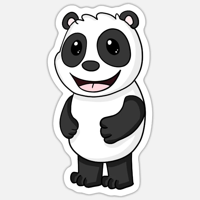 Panda Ours Mignon - Sticker taille S (10 x 10 cm) - blanc mat