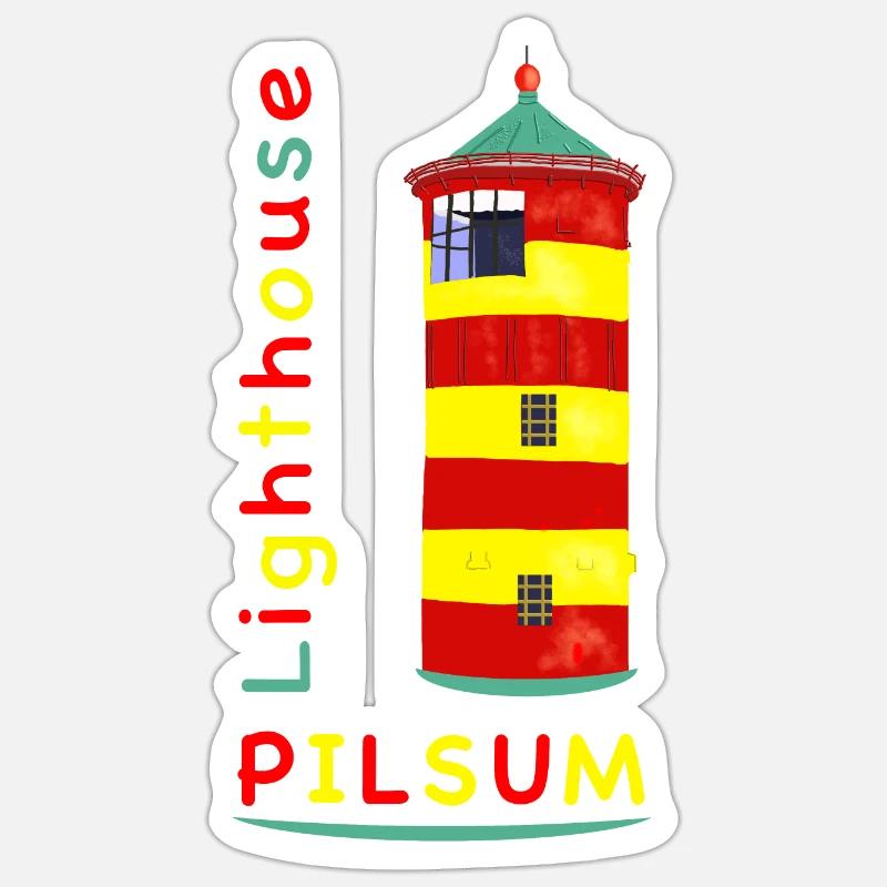 Phare de Pilsum, point de repère, dessin. Sticker taille S (10 x 10 cm)