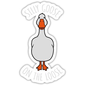 goose on the loose - Sticker Größe S (10 x 10 cm) - Mattweiß - Vorne