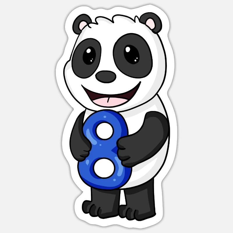 Panda 8 - Sticker taille S (10 x 10 cm) - blanc mat