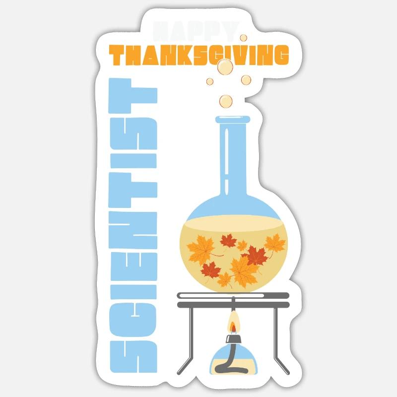 Joyeux Thanksgiving Scientist Fall - Sticker taille S (10 x 10 cm) - blanc mat