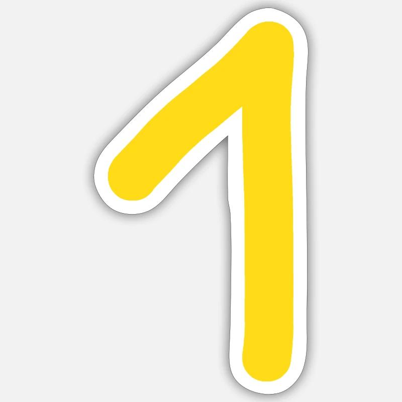 1 numéro un anniversaire - Sticker taille S (10 x 10 cm) - blanc mat