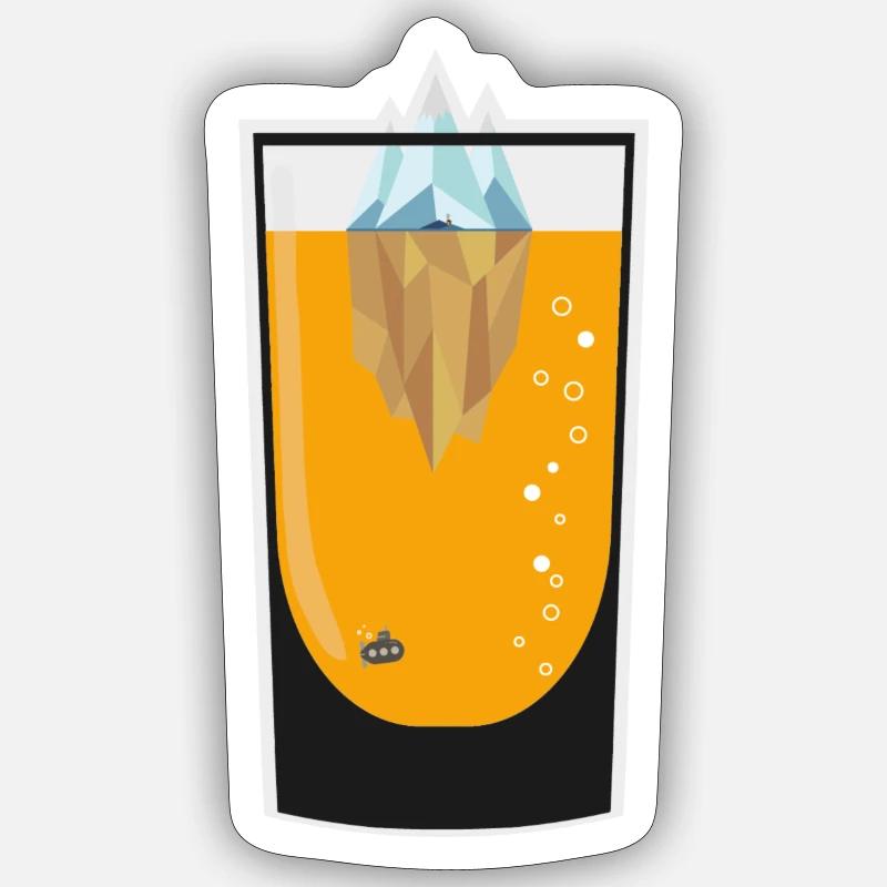 Brause auf Eis mit U-Boot - Sticker Größe S (10 x 10 cm) - Mattweiß