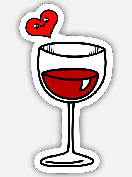 Weinglas mit Herz - Sticker Größe S (10 x 10 cm) - Mattweiß