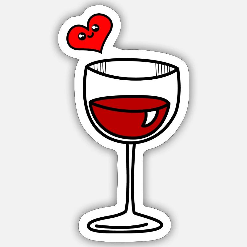 Weinglas mit Herz - Sticker Größe S (10 x 10 cm) - Mattweiß