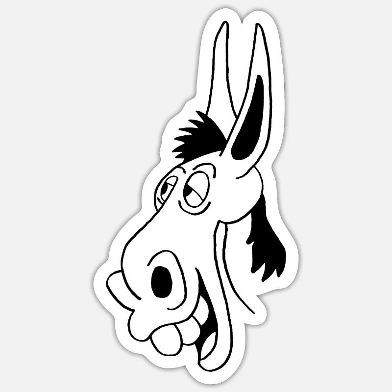 âne noir - Sticker taille S (10 x 10 cm) - blanc mat