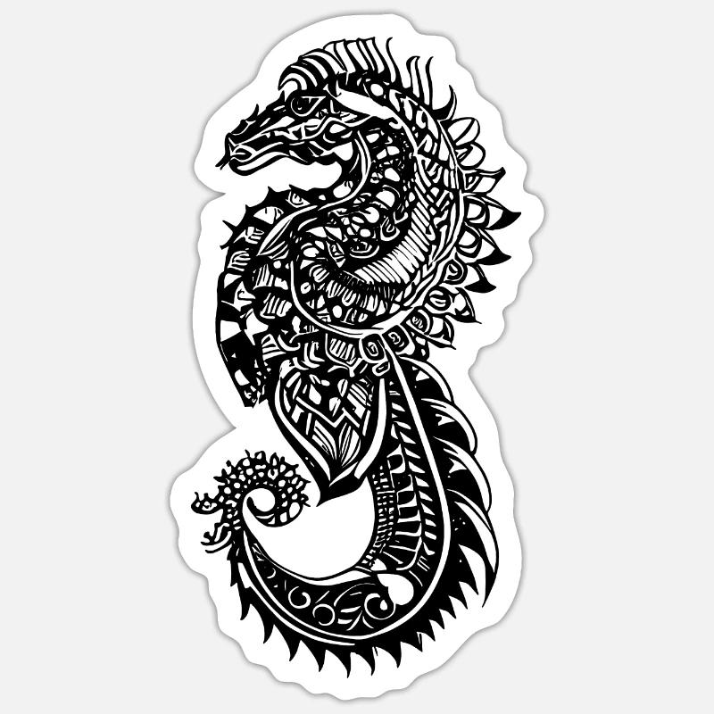 Seepferdchen Tattoo - Sticker Größe S (10 x 10 cm) - Mattweiß