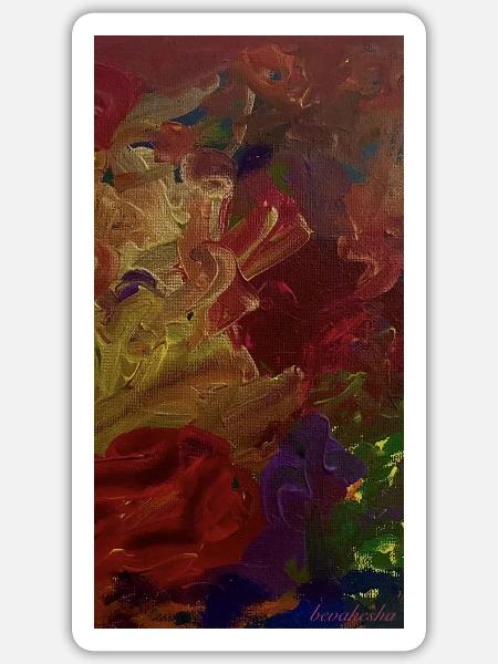 Kunst Gemälde Farbenfroh - Sticker Größe S (10 x 10 cm) - Mattweiß