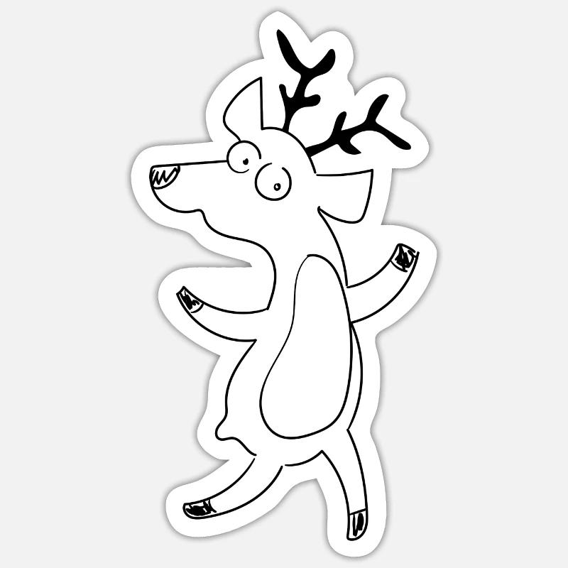 Hirsch, einfache Kunst, Silhouette, Wald, Tier, Sticker Größe S (10 x 10 cm)