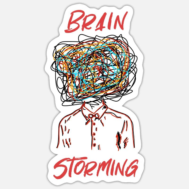 Brain Storming Hand Drawn Graphics Tee Sticker size S (10 x 10 cm)