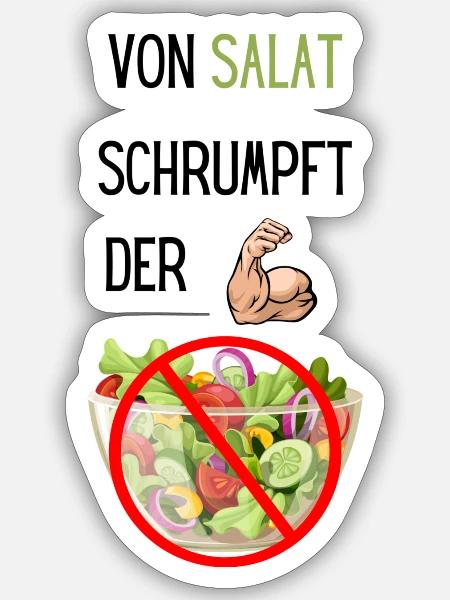 VON SALAT SCHRUMPFT DER BIZEPS DESIGN - Sticker Größe S (10 x 10 cm) - Mattweiß