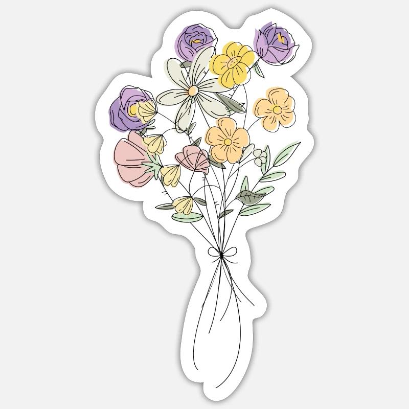 Bouquet de printemps - Sticker taille S (10 x 10 cm) - blanc mat