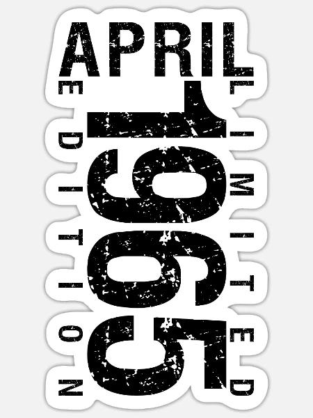 Geburtstag April 1965 April geboren im April 1965 - Sticker Größe S (10 x 10 cm) - Mattweiß