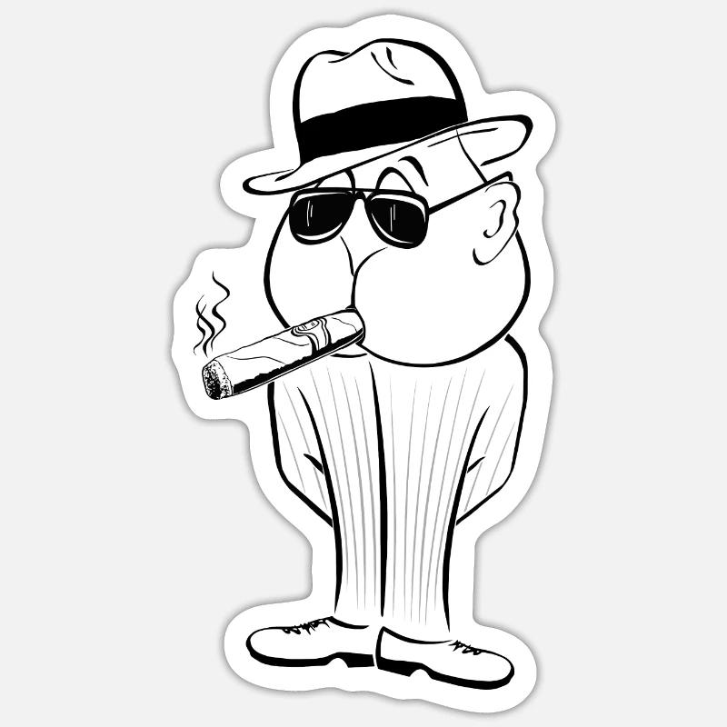 Mann mit Zigarre Sticker Größe S (10 x 10 cm)