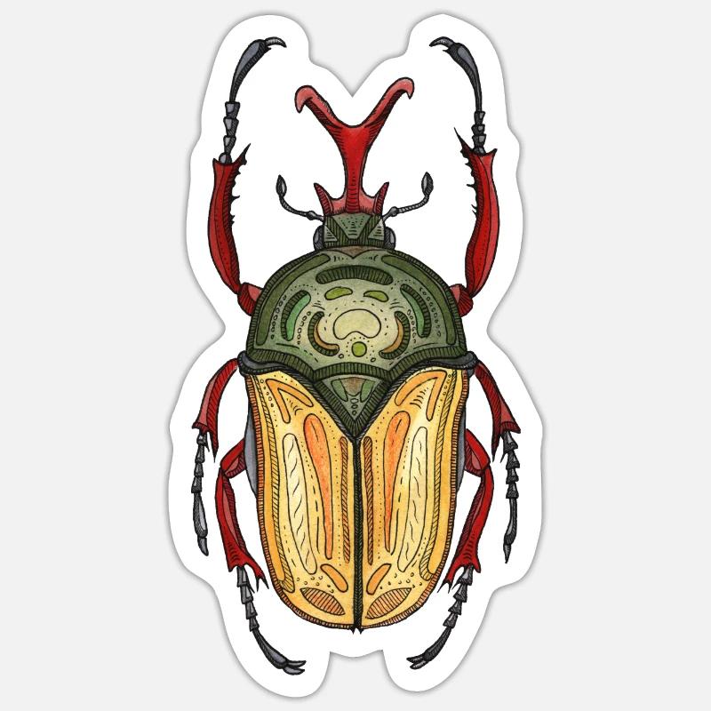 Großer Hirsch - Riesenhirschkäfer - Sticker Größe S (10 x 10 cm) - Mattweiß