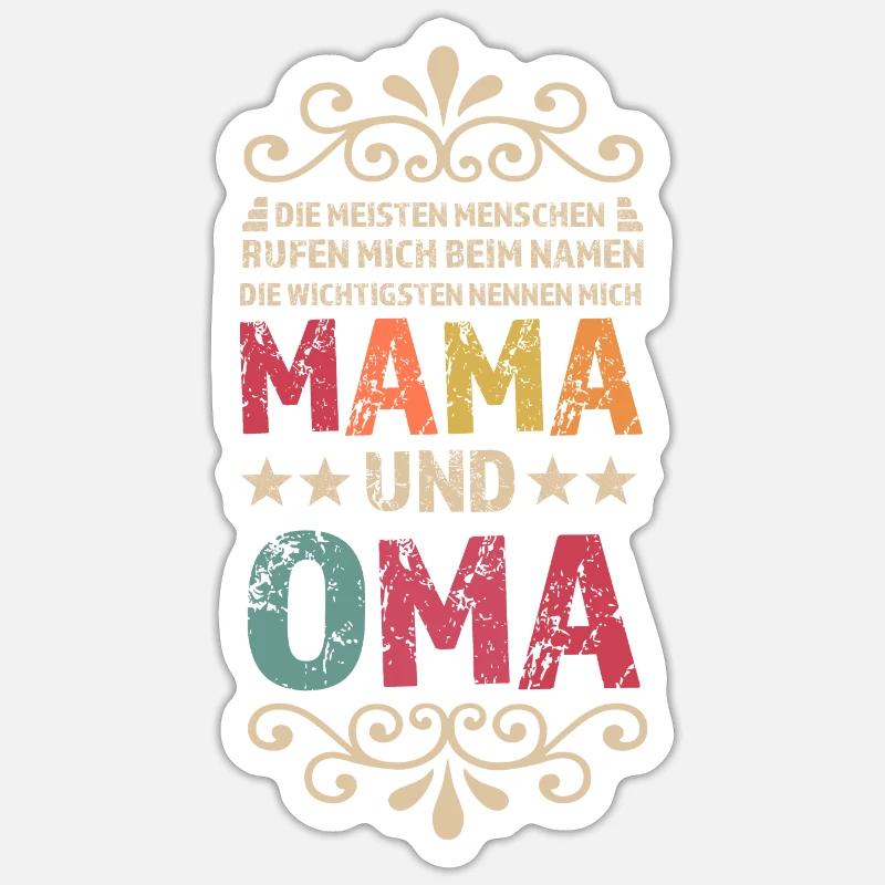 Mama & Oma Familie Mutter Geschenk - Sticker Größe S (10 x 10 cm) - Mattweiß