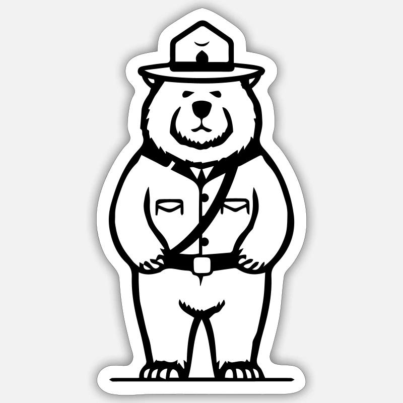 Mounty Bär - Sticker Größe S (10 x 10 cm) - Mattweiß