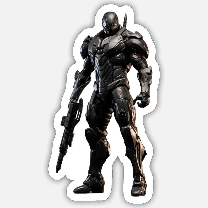 Futuristic Warrior - Sticker Größe S (10 x 10 cm) - Mattweiß