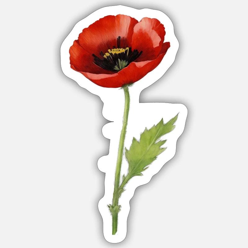 Papaver - Sticker taille S (10 x 10 cm) - blanc mat