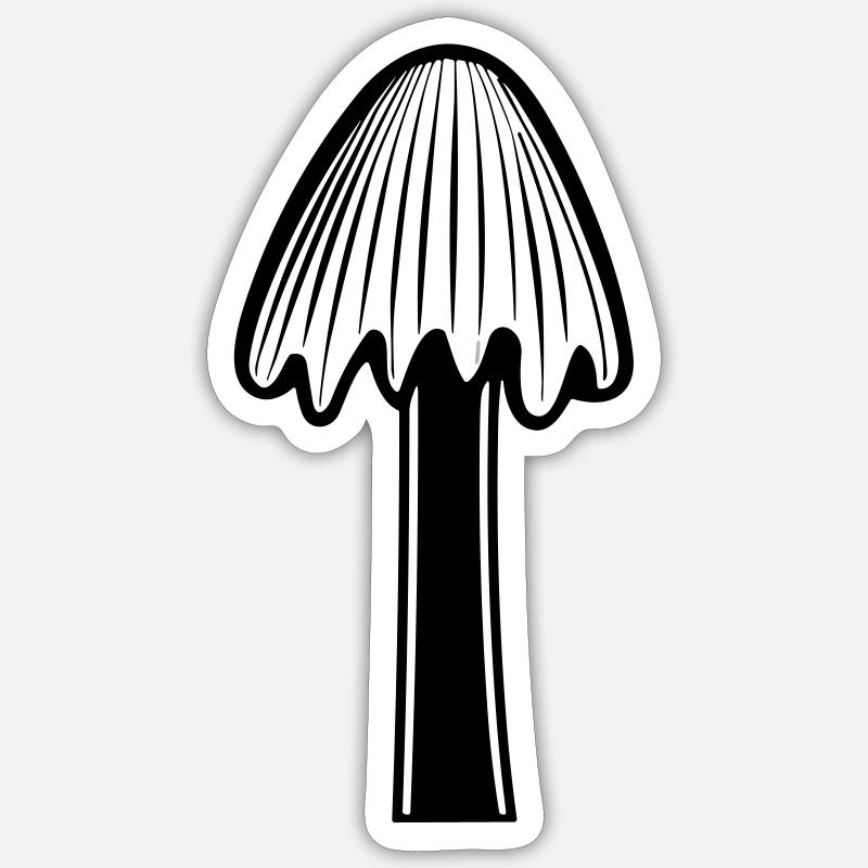 Champignon - Sticker taille S (10 x 10 cm) - blanc mat
