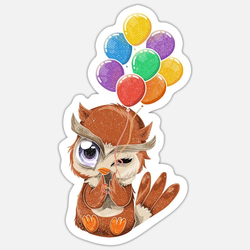 Weiser Vogel Wald Tier Geschenk Ballon Eule Sticker Größe S (10 x 10 cm)