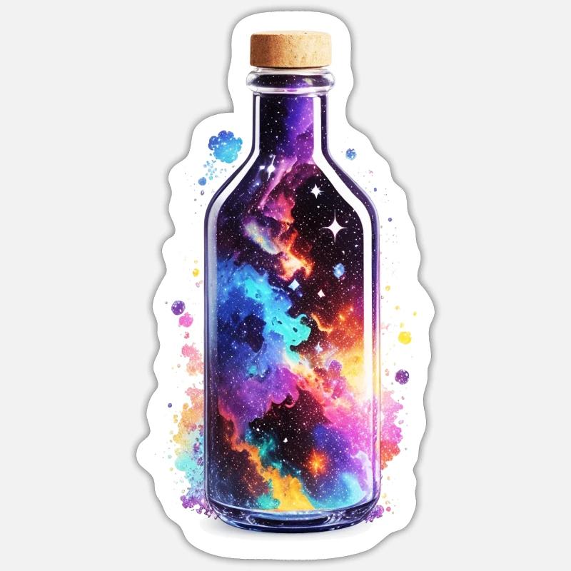 Bouteille spatiale - Sticker taille S (10 x 10 cm) - blanc mat