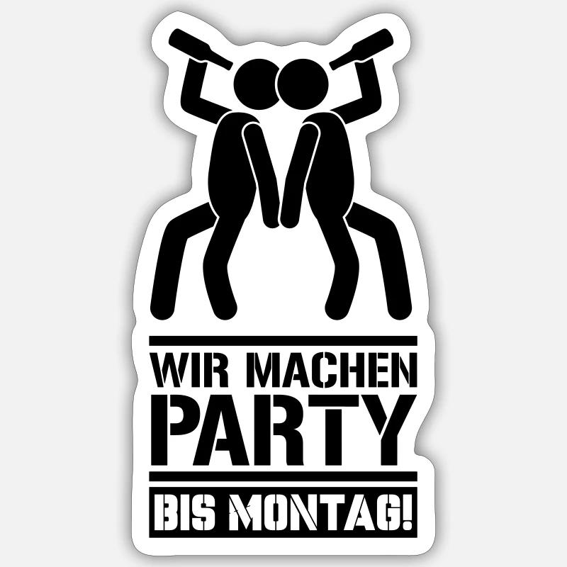 wir machen party - Sticker Größe S (10 x 10 cm) - Mattweiß