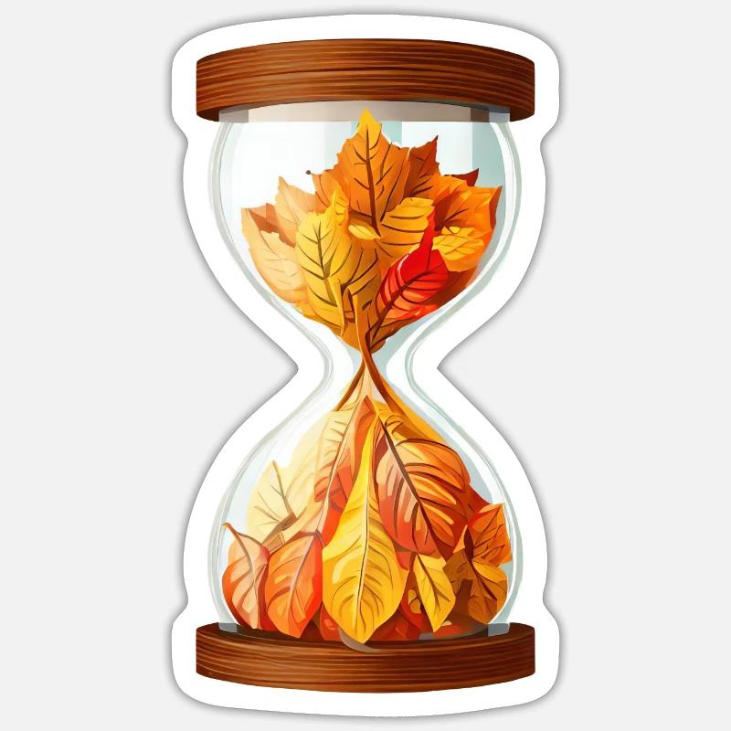 Sablier d’automne - Sticker taille S (10 x 10 cm) - blanc mat