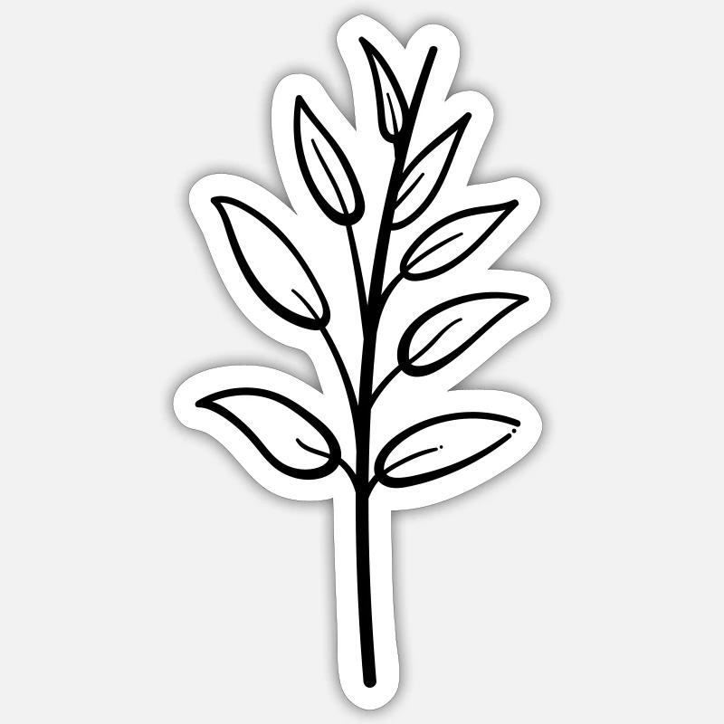 Fleur botanique abstraite, élément - Sticker taille S (10 x 10 cm) - blanc mat