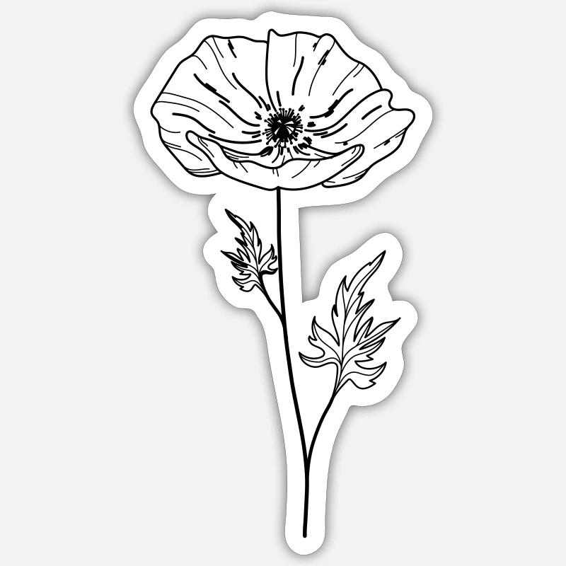 Mohn Blume 13 Zeichenfläche 5 Sticker Größe S (10 x 10 cm)