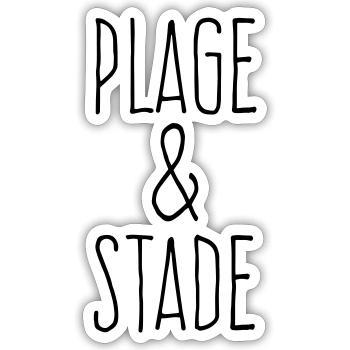 Plage et stade - Sticker taille S (10 x 10 cm) - blanc mat - Devant