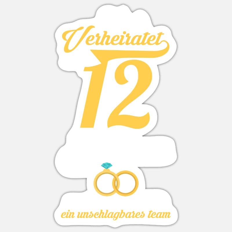 12 Jahre Ehe Ehepaar Nickelhochzeit Geschenk - Sticker Größe S (10 x 10 cm) - Mattweiß