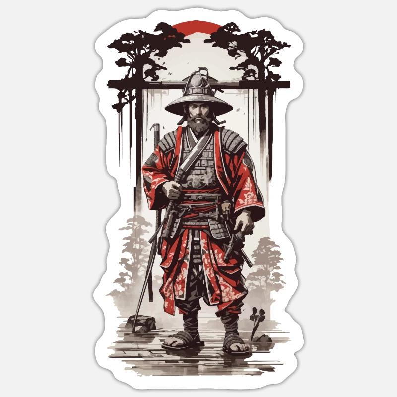 Japanische Samurai Essenz im Ukiyo-E Kunst Stil Sticker Größe S (10 x 10 cm)