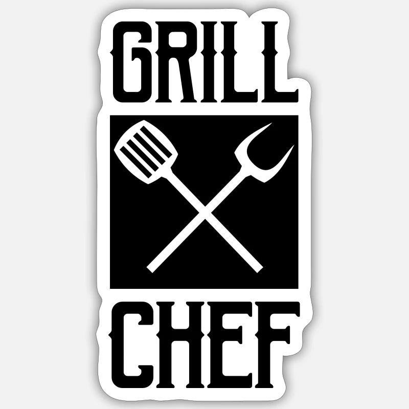 Chef grillade - Sticker taille S (10 x 10 cm) - blanc mat
