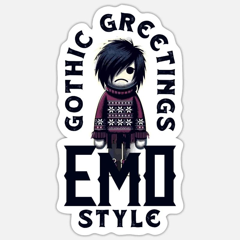 Salutations gothiques dans l’esthétique emocore de style emo Sticker taille S (10 x 10 cm)